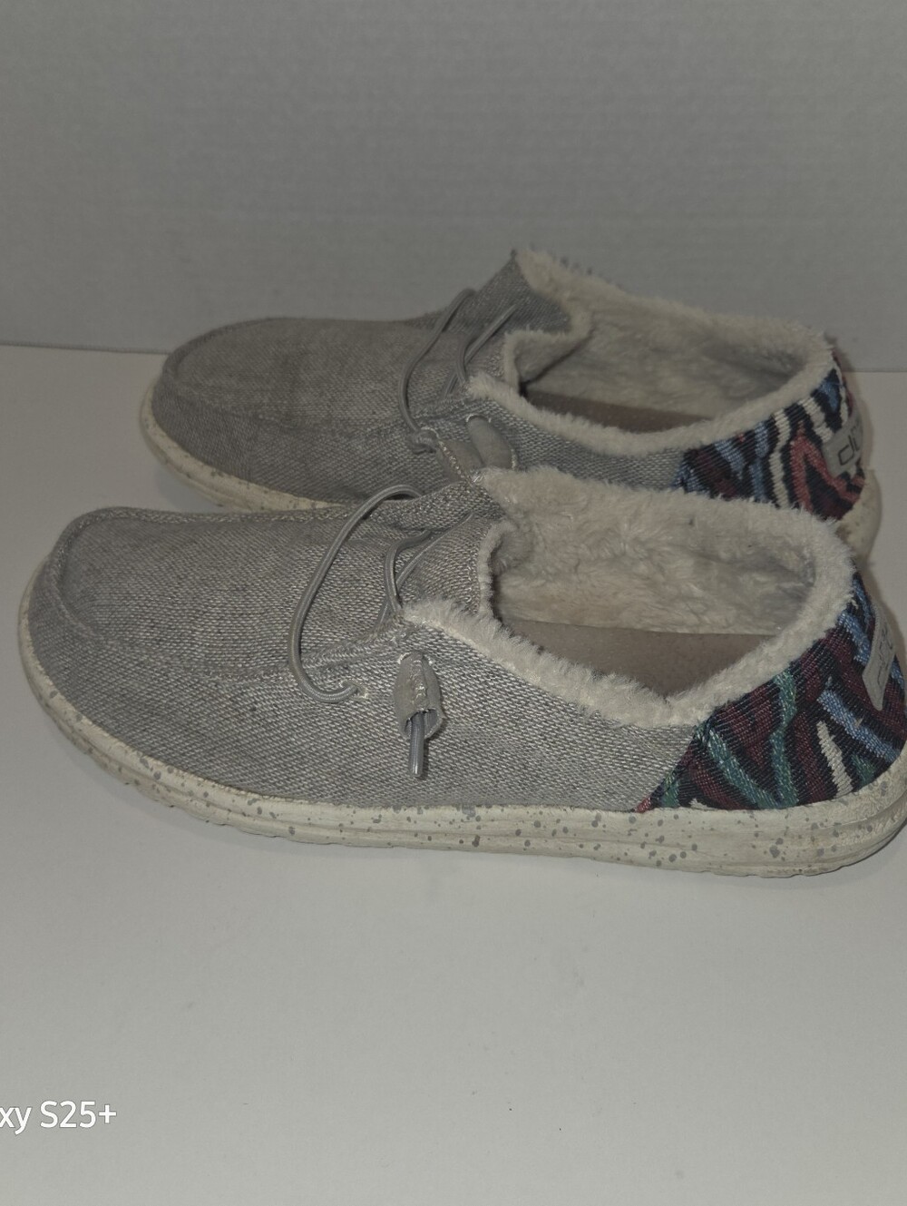 Hey Dude Wendy Shoes Womens Size 9 Funk Wool Grey Faux Fur Lined Slip On Casual - Picture 4 of 7